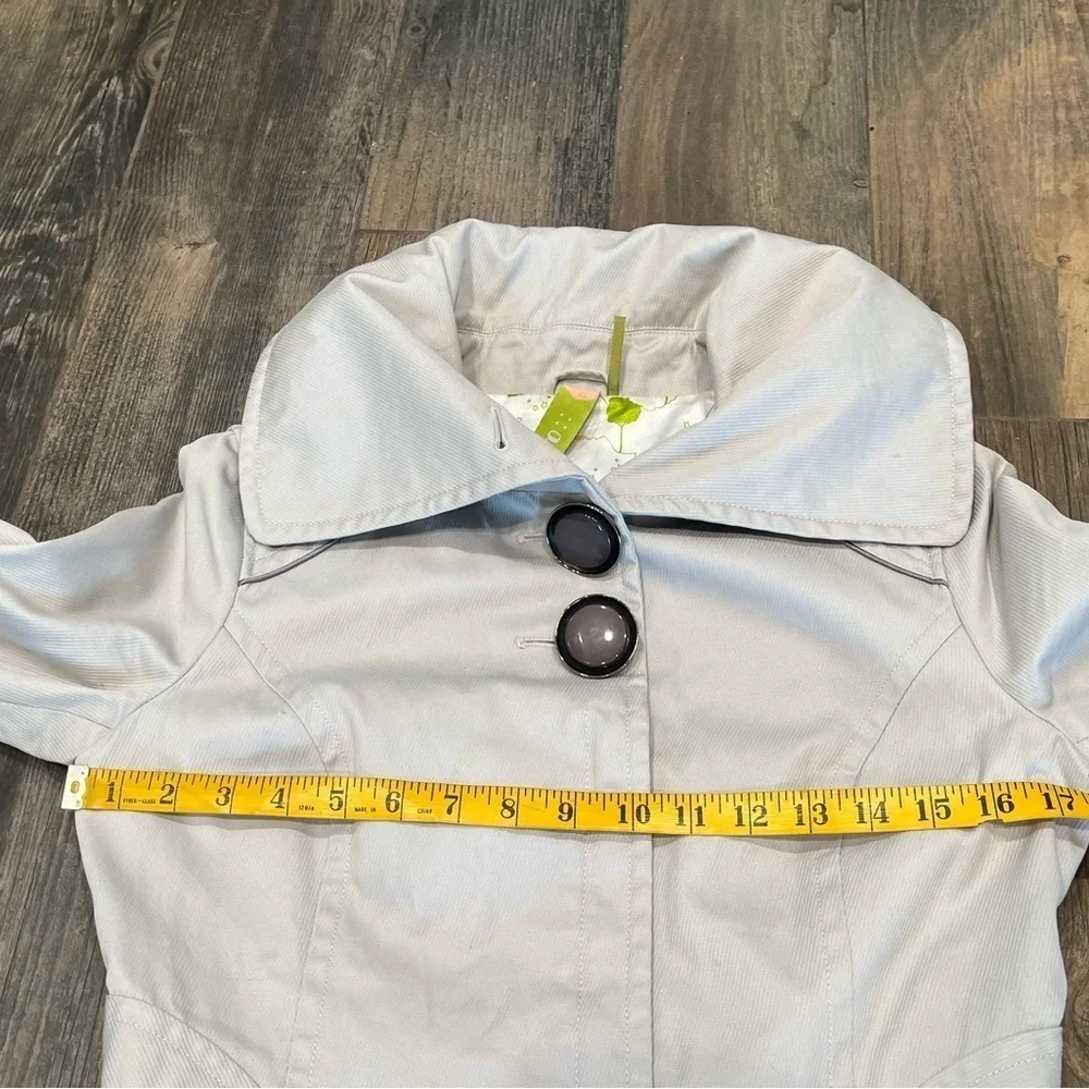 SOIA & KYO Anthropologie Gray Cotton Oversized Collar Trench Coat, Size Small - Picture 4 of 11